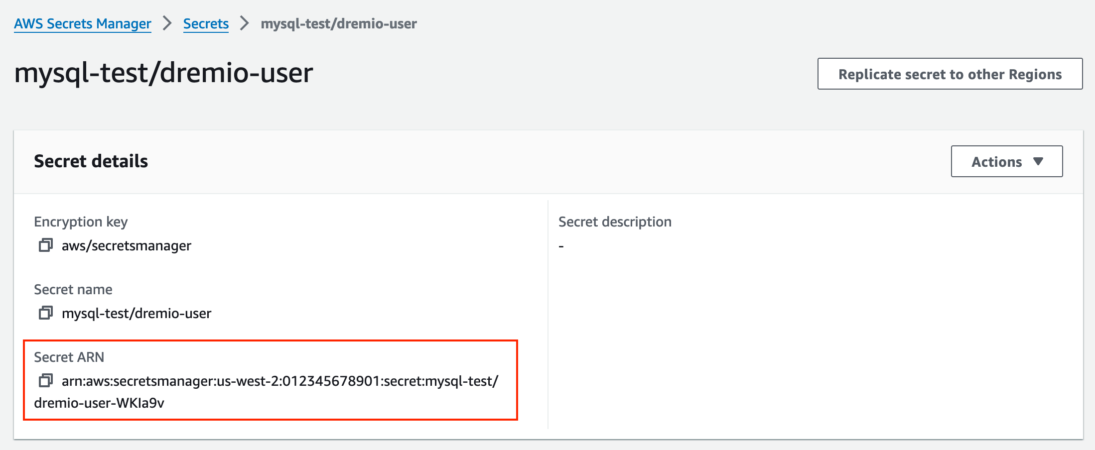 Location of the ARN for an AWS Secrets Manager secret