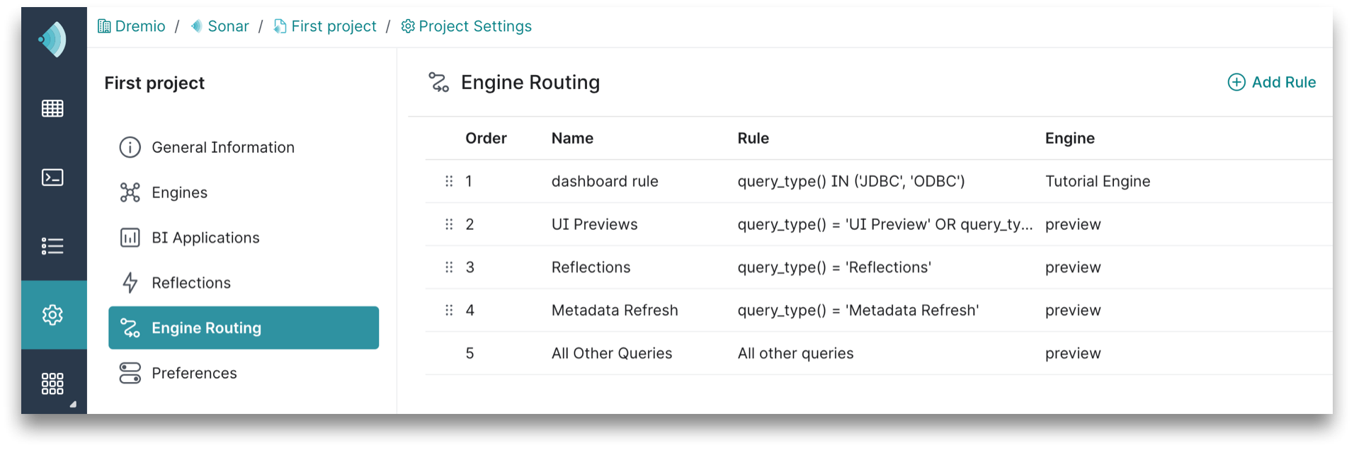 This is a screenshot showing the Engine Routing page.