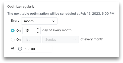 Setting an Arctic optimization schedule frequency - by month.