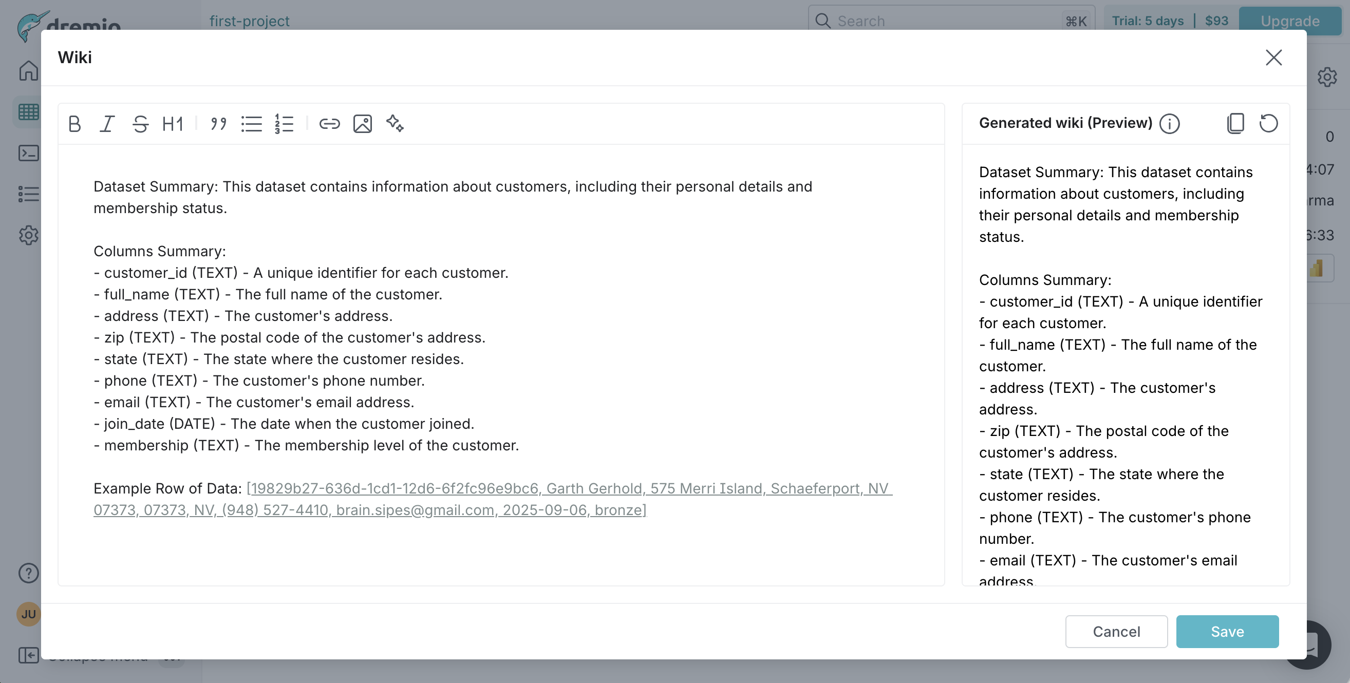 This screenshot is showing how to generate wikis.