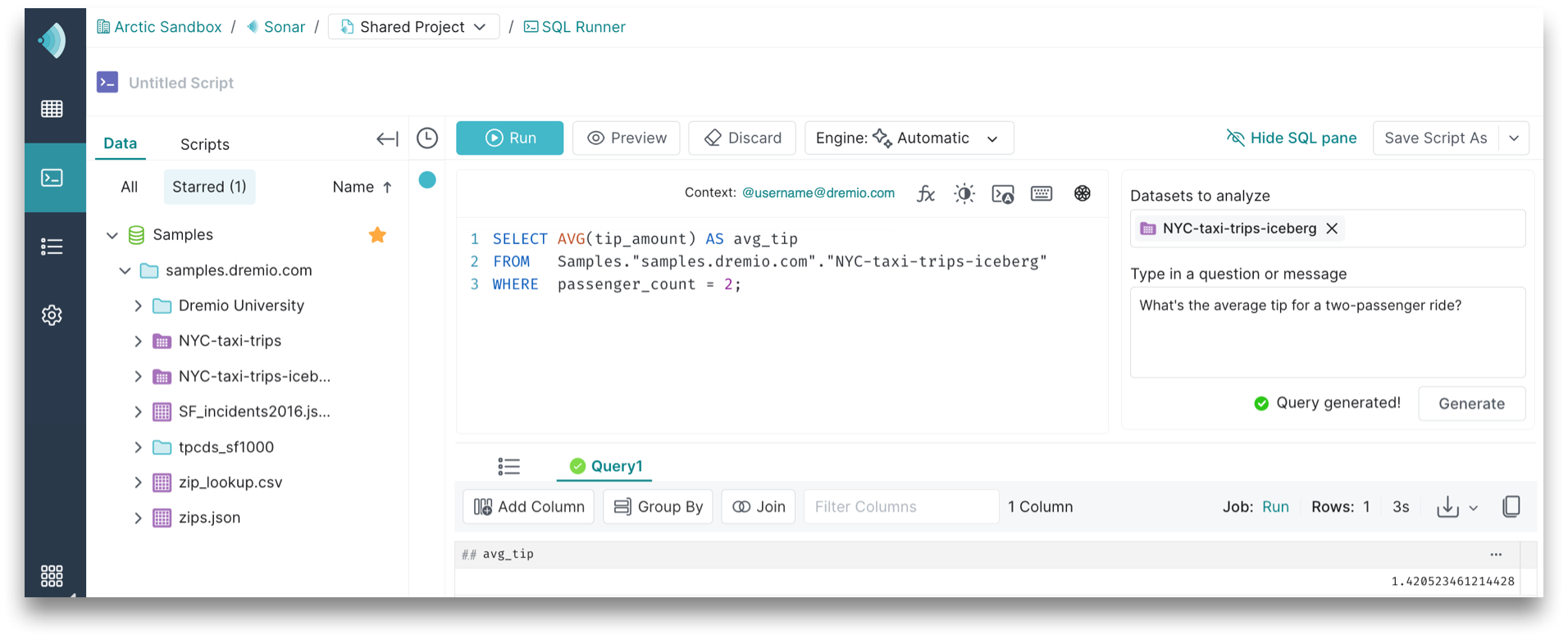 This is a screenshot showing how to run Text-to-SQL.