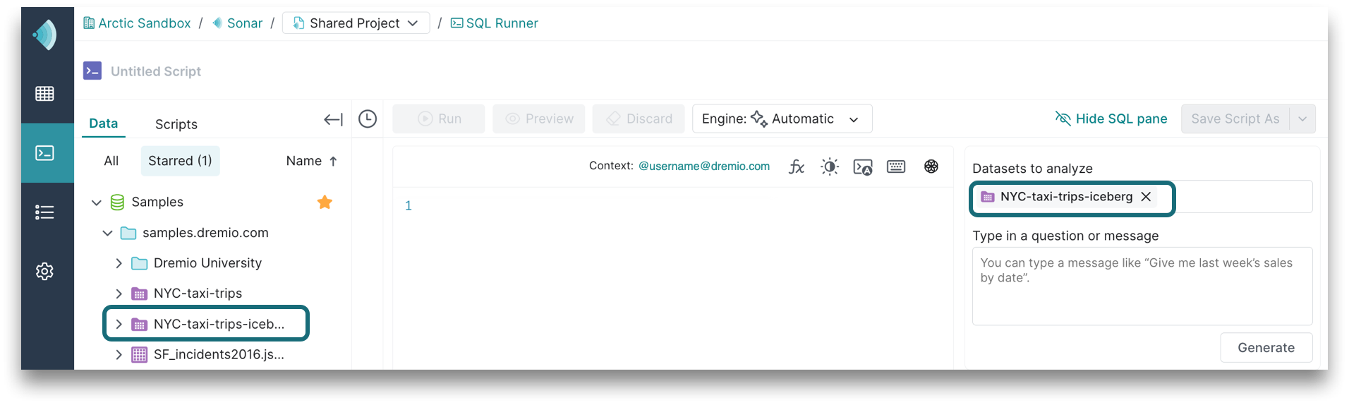 This is a screenshot showing where to add datasets for Text-to-SQL.